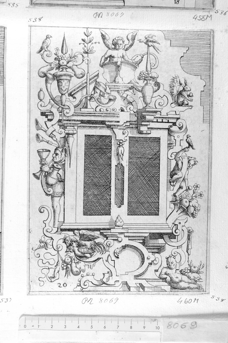 20. Disegno architettonico con inferiata (stampa) di Meyer Daniel (sec. XVII)
