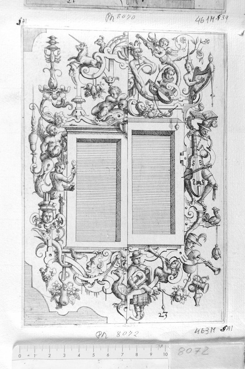 23. Disegno architettonico con inferiata (stampa) di Meyer Daniel (sec. XVII)