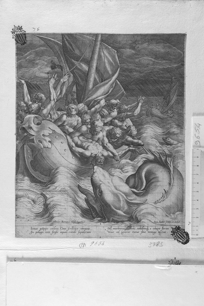 Giona e la balena (stampa) di Sadeler Johannes (sec. XVII)