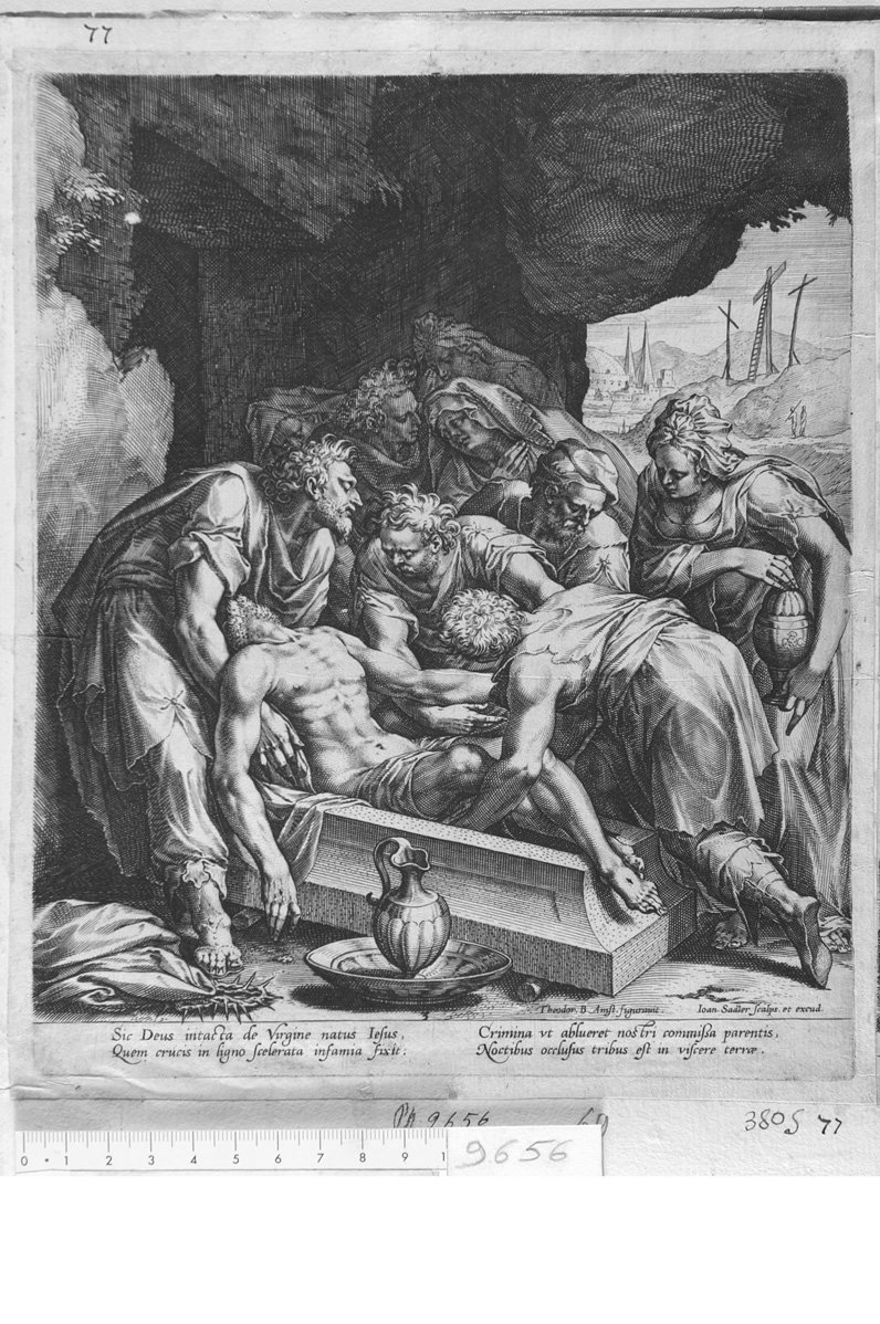 Cristo nel sepolcro (stampa) di Sadeler Johannes (sec. XVII)