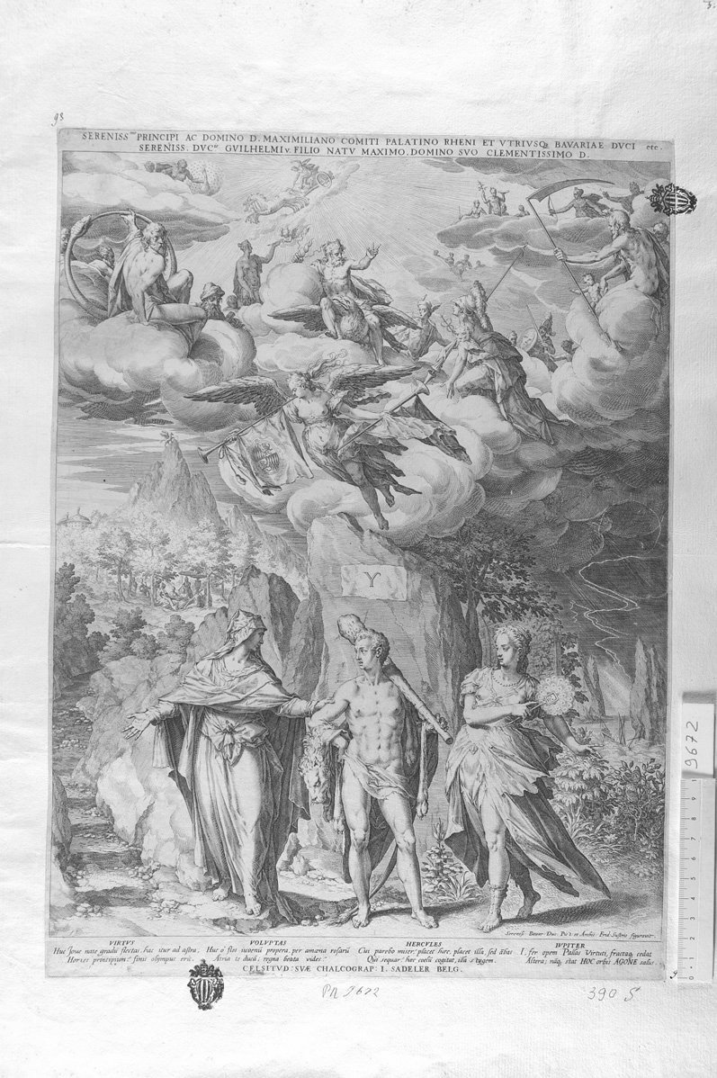 Ercole al bivio (stampa) di Sadeler Johannes (sec. XVII)