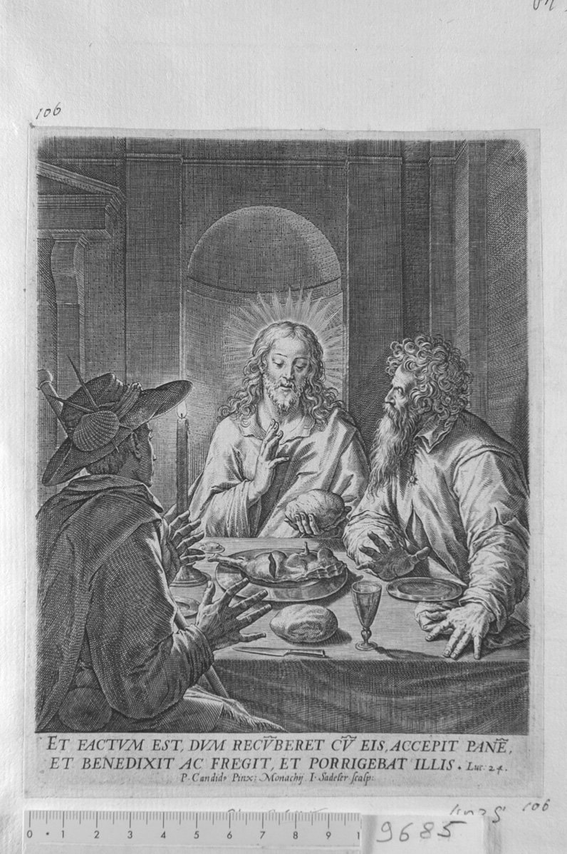 Cristo e gli Apostoli all'ultima cena (stampa) di Sadeler Johannes (sec. XVII)