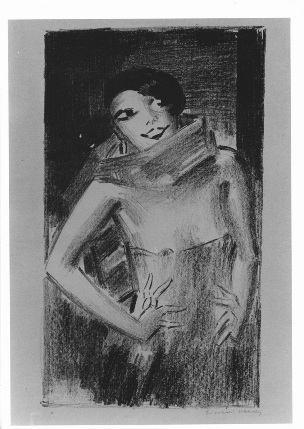 Figura femminile in piedi (stampa) di Vaszary Dános (sec. XX)