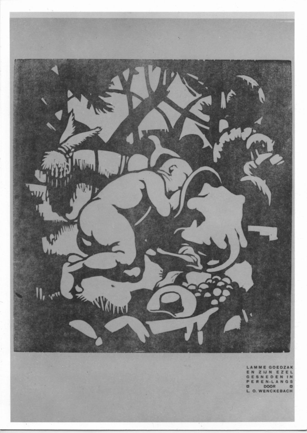 figura maschile con asino (stampa) di Wenckebach Ludwig Oswald (sec. XX)