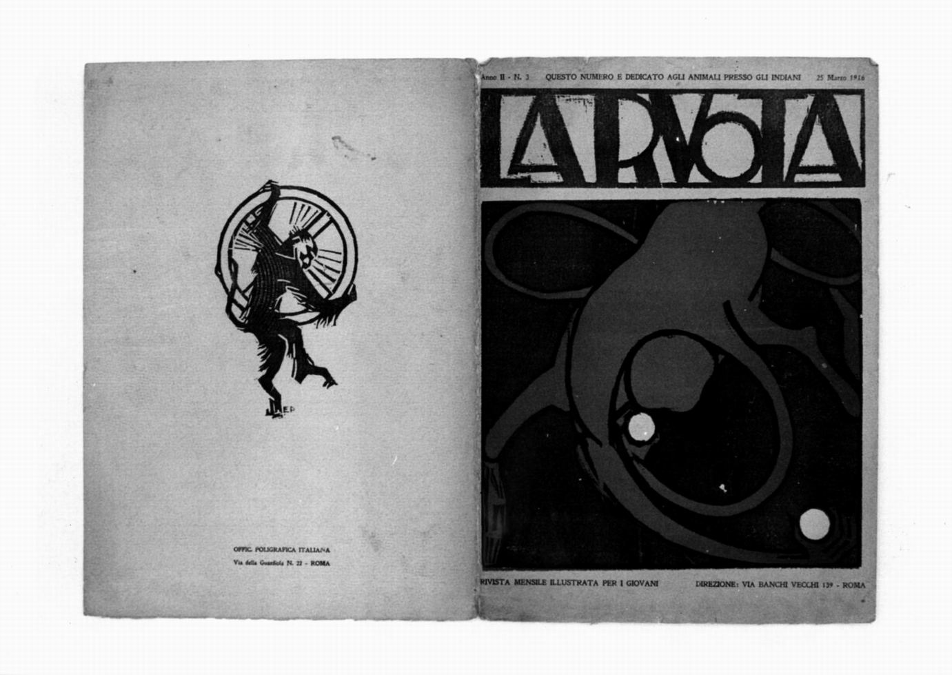 scimmia con ruote; scimmia con palle (stampa a colori) di Prampolini Enrico (sec. XX)