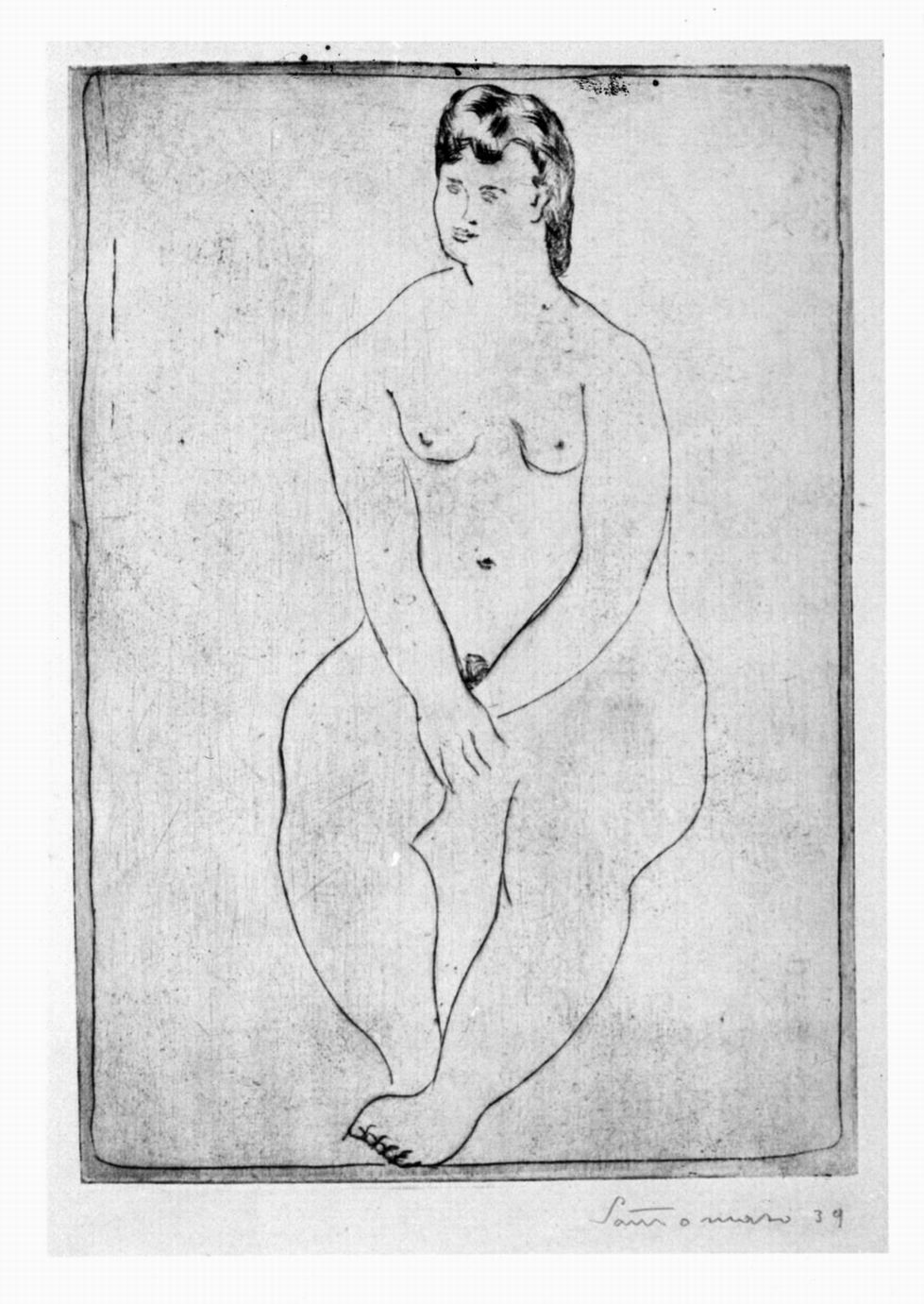 nudo femminile seduto (stampa) di Santomaso Giuseppe (sec. XX)