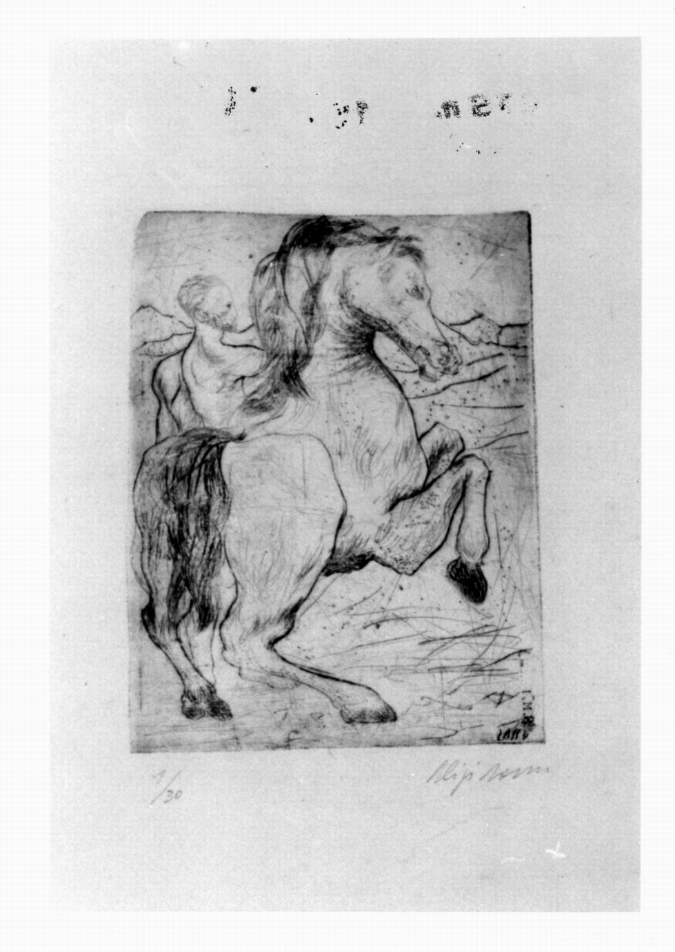 cavallo e figura maschile (stampa) di Sassu Aligi (sec. XX)