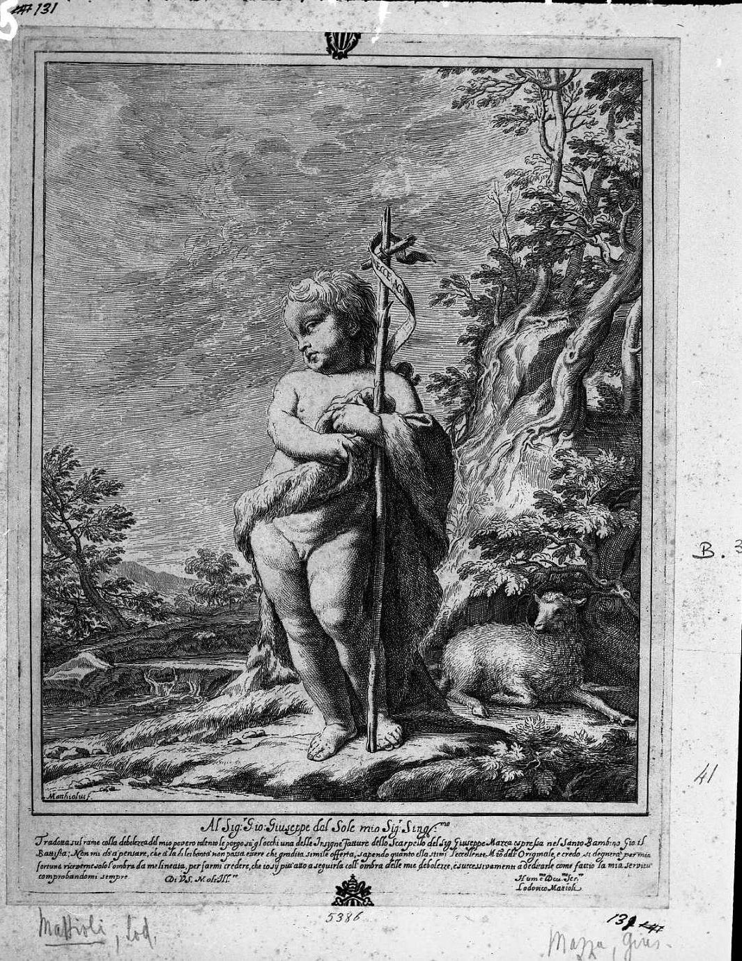 San Giovanni Battista, San Giovanni Battista (stampa tagliata) di Mattioli Lodovico (secc. XVII/ XVIII)