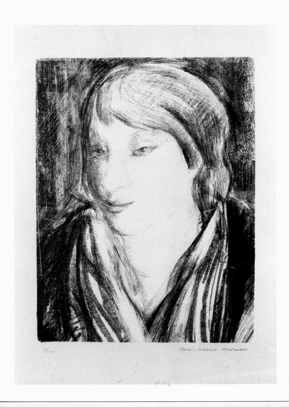 visage de femme, volto femminile (stampa) di Moreau Luc-Albert (sec. XX)