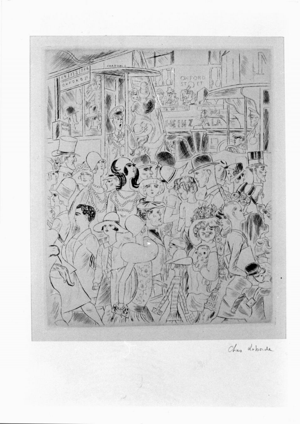 folla in strada di Londra (stampa, elemento d'insieme) di Laborde Charles (sec. XX)