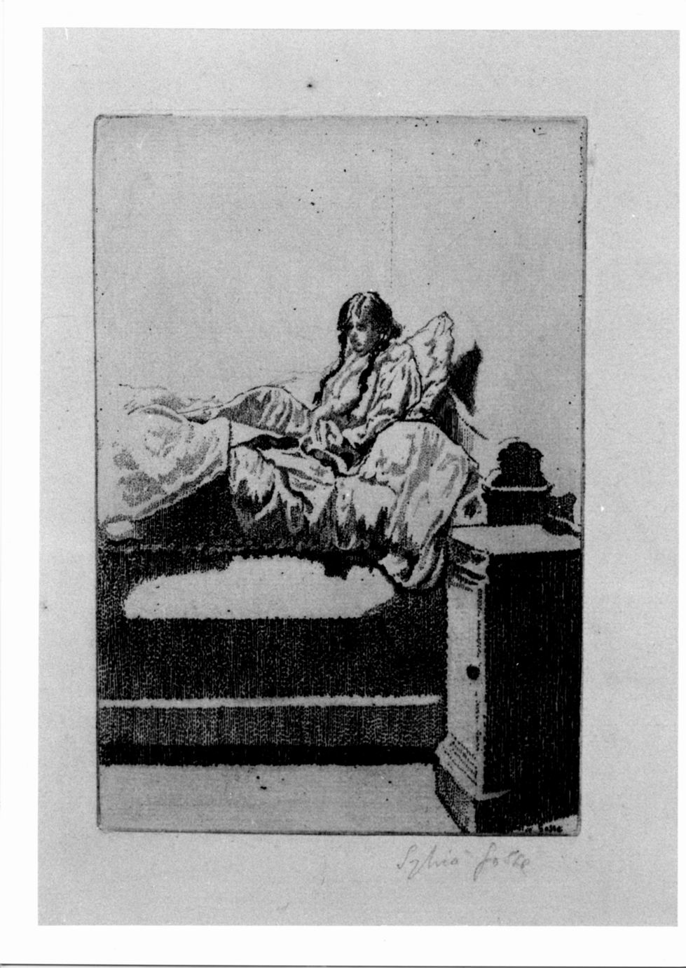 Figura femminile seduta in letto (stampa) di Gosse Sylvia (sec. XX)