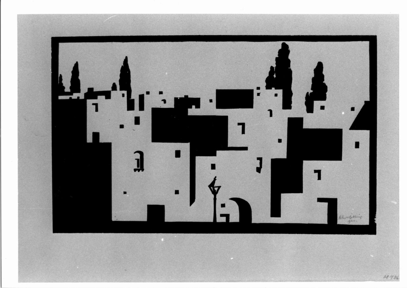 Hamrun, Veduta di città mediterranea (stampa) di Gibbins Robert John (sec. XX)