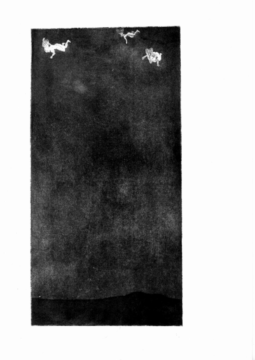 The rock pool, Figure femminili volanti su paesaggio notturno (stampa) di Peck John (sec. XX)