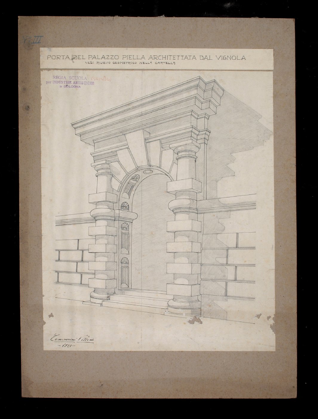 motivi decorativi architettonici (disegno) di Tomassini Vittorio (sec. XX)