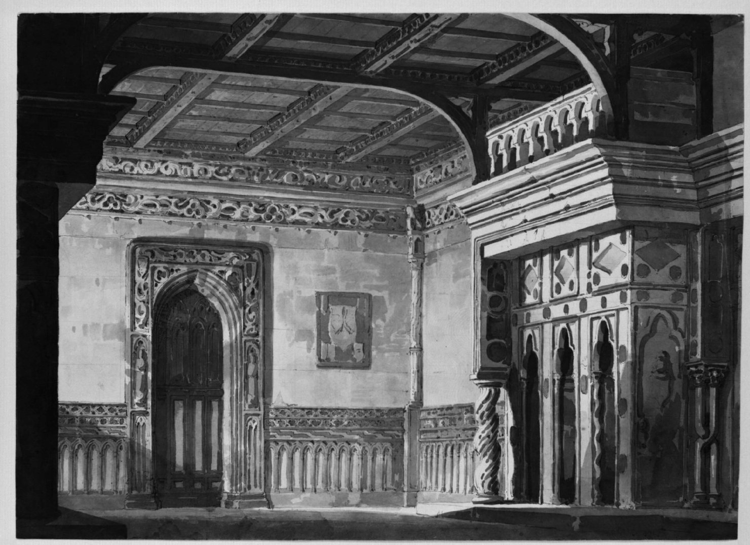 Interno gotico (disegno) di Basoli Antonio (prima metà sec. XIX)
