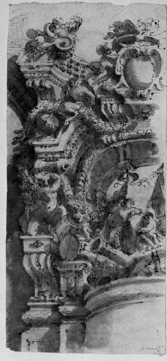 quadratura architettonica (disegno) di Mitelli Agostino, Colonna Angelo Michele (sec. XVII)