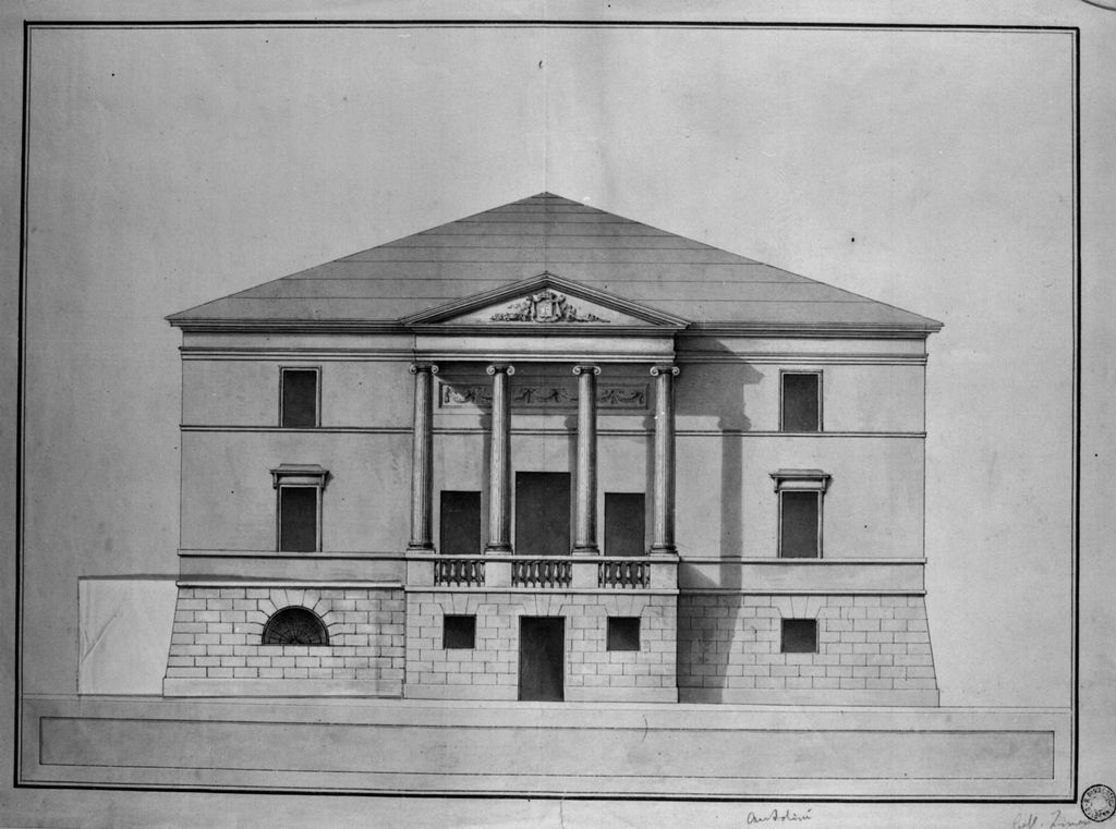 Facciata di villa neoclassica (disegno) di Antolini Filippo (sec. XIX)
