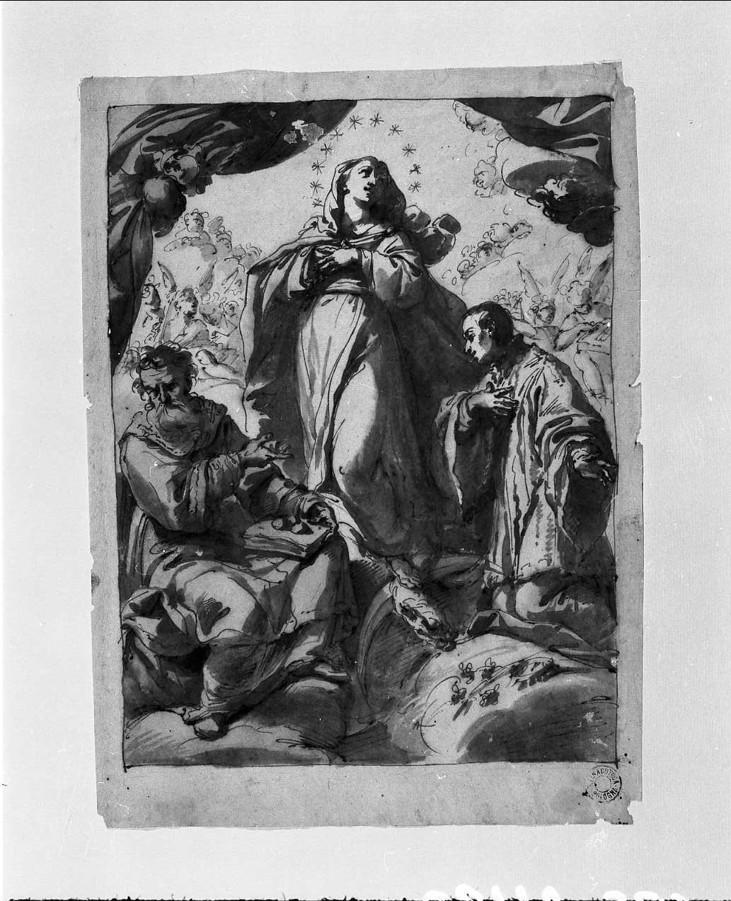 Madonna in gloria fra santi (disegno, opera isolata) di Gandolfi Ubaldo (attribuito) (sec. XVIII)