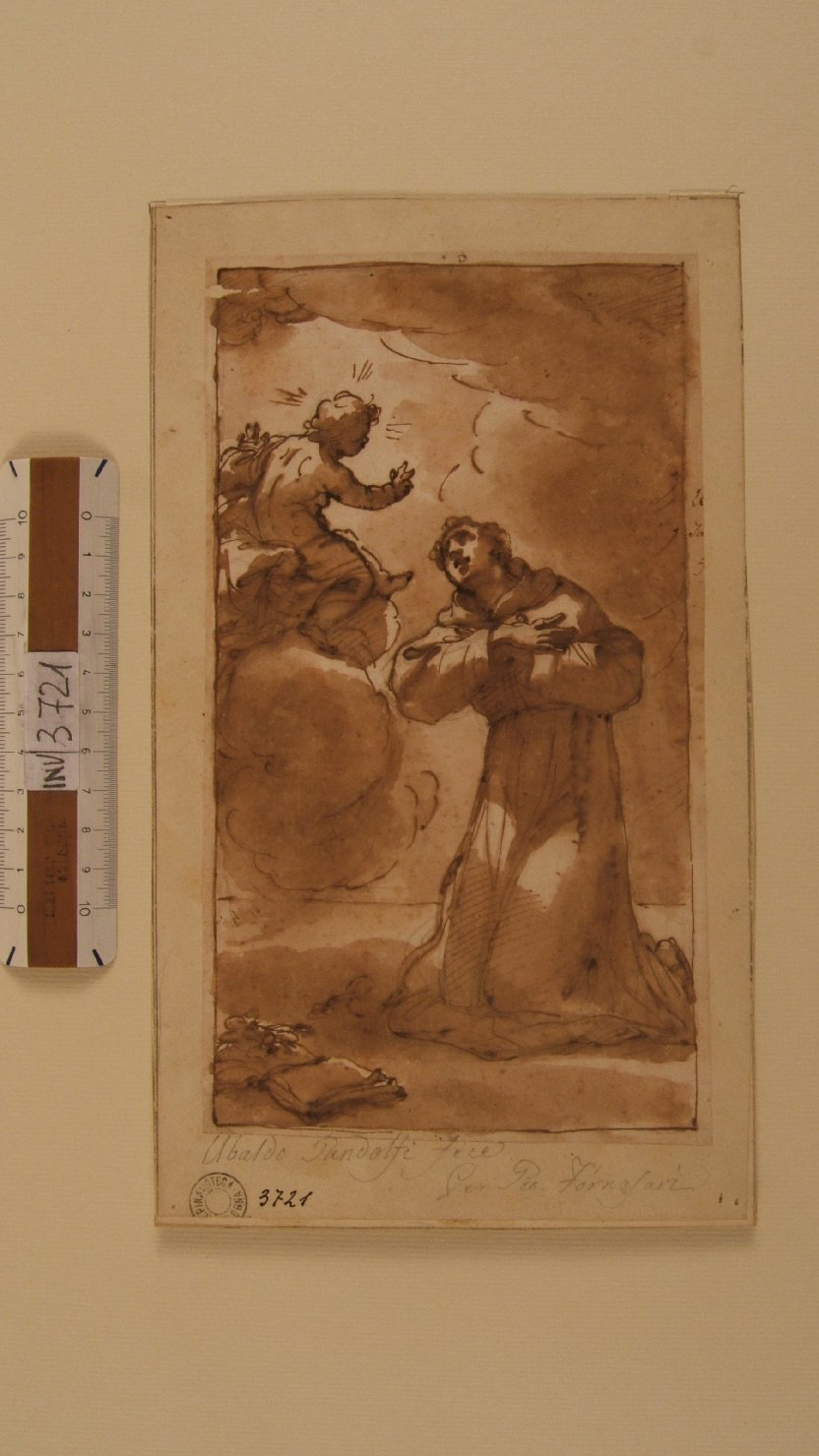 apparizione di Gesù Bambino a Sant'Antonio da Padova (disegno, opera isolata) di Gandolfi Ubaldo (attribuito) (sec. XVIII)