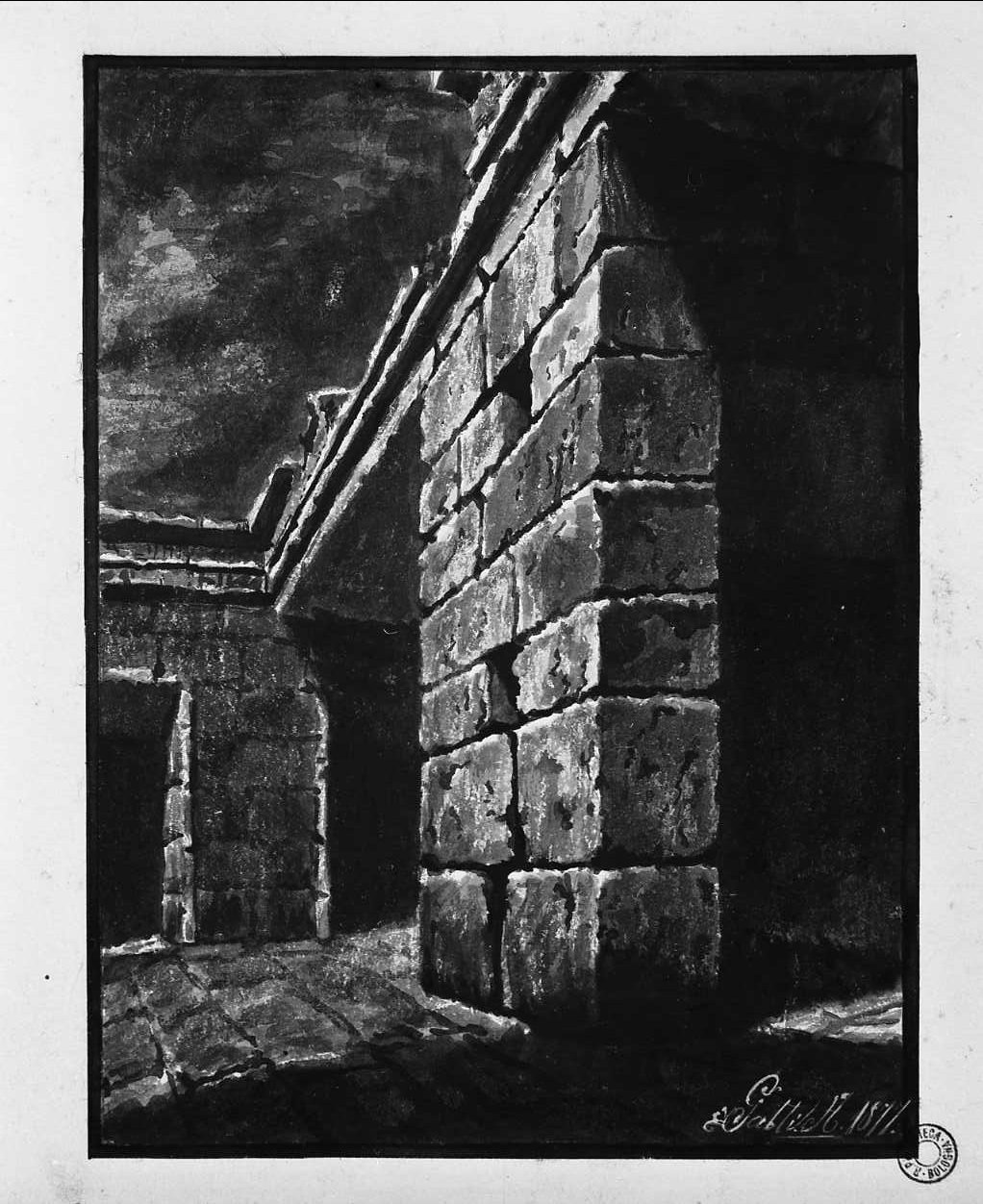 rudere di antico edificio (disegno, opera isolata) di Gatti Angelo (sec. XIX)