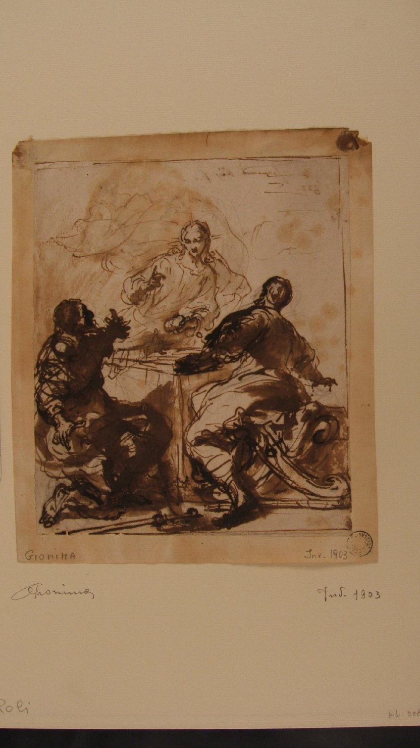 cena in Emmaus (disegno, opera isolata) di Gionima Antonio (attribuito) (sec. XVIII)