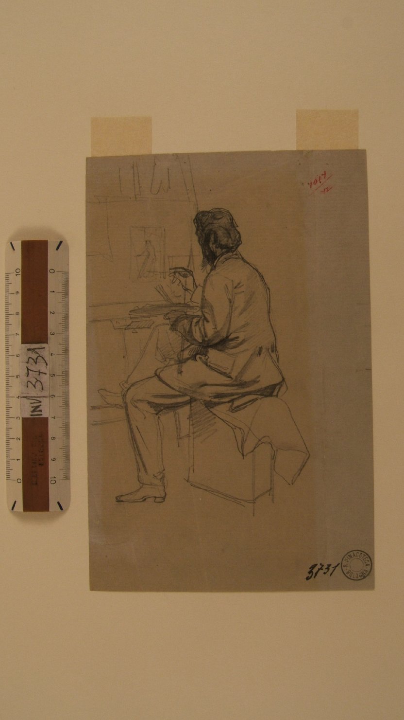 pittore seduto (disegno, opera isolata) di Guardassoni Alessandro (attribuito) (sec. XIX)