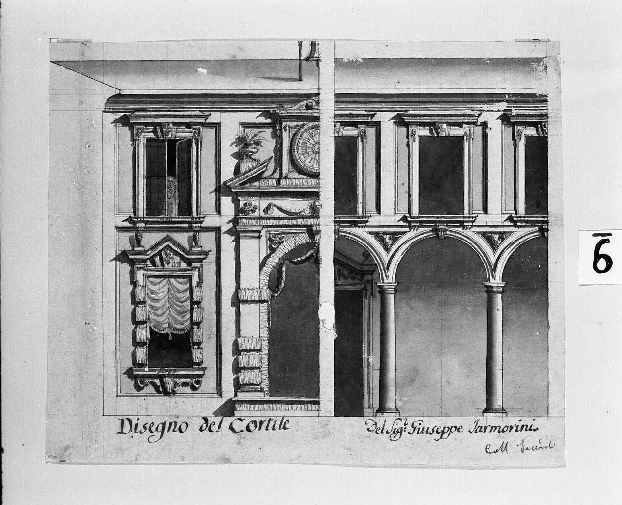 due disegni di cortile (disegno, opera isolata) di Jarmorini Giuseppe (attribuito) (fine/inizio secc. XVIII/ XIX)