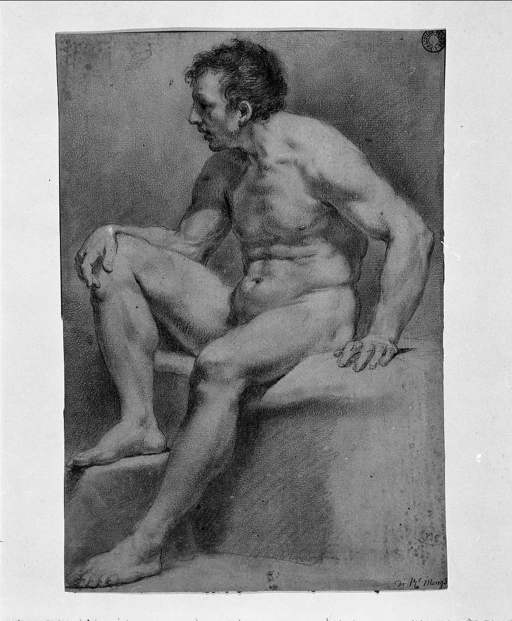studio di figura virile seduta (disegno, opera isolata) di Mengs Anton Raphael (attribuito) (metà sec. XVIII)