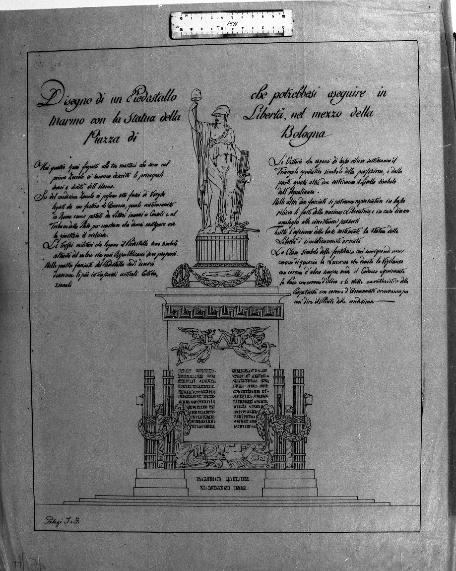 monumento celebrativo (disegno) di Palagi Pelagio (fine/inizio secc. XVIII/ XIX)