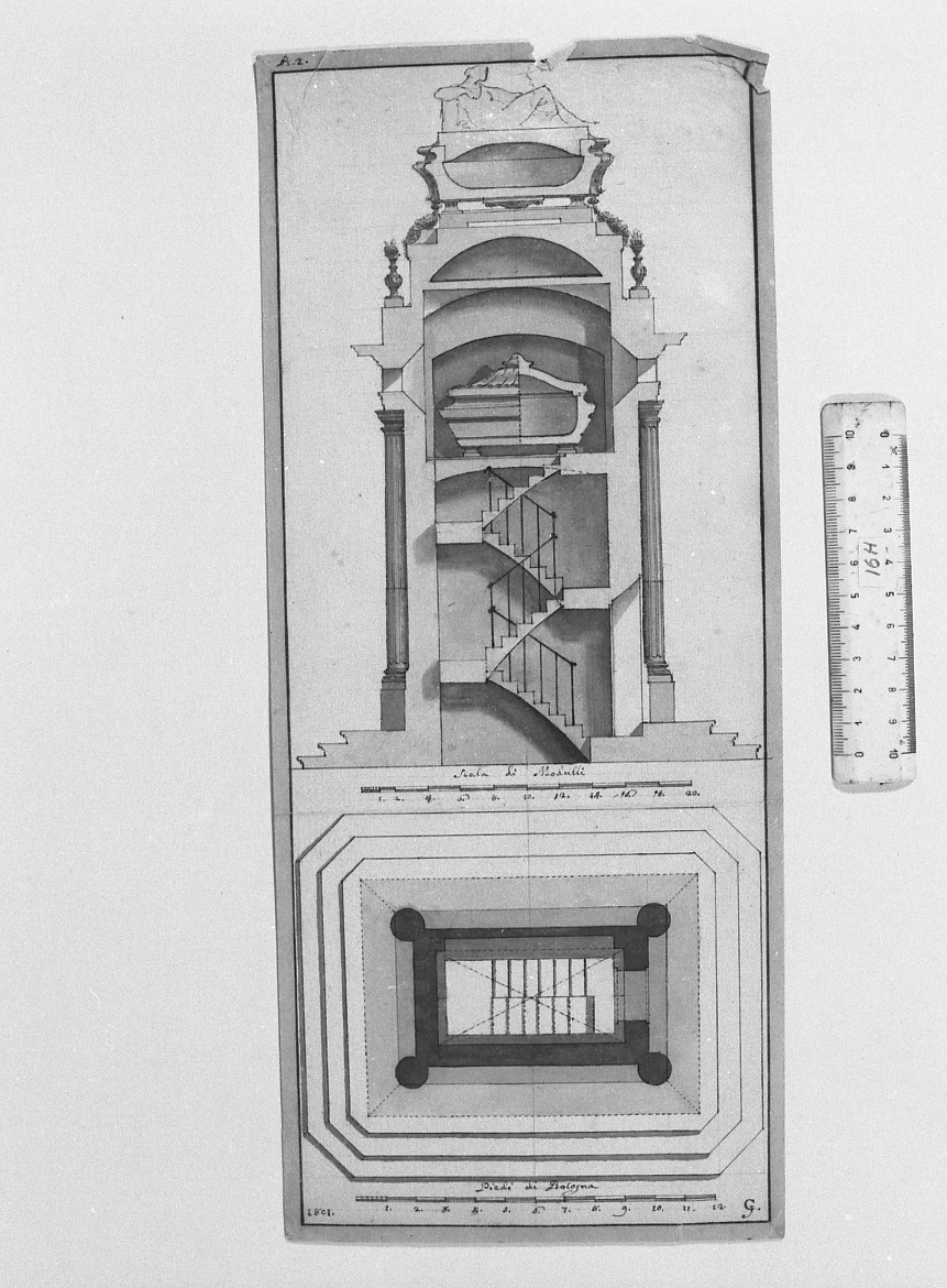 monumento sepolcrale (disegno) di Jarmorini Giuseppe (sec. XIX)