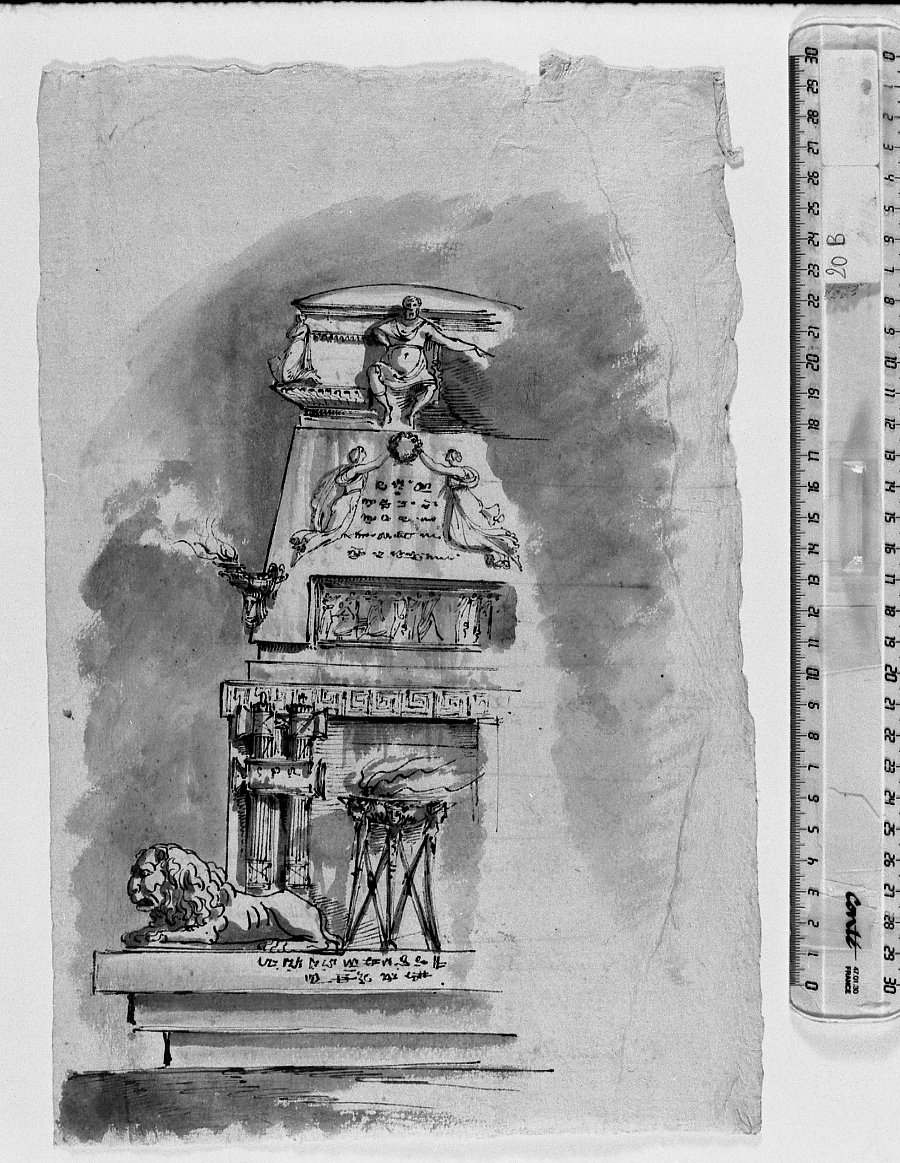 monumento sepolocrale (disegno) - ambito bolognese (prima metà sec. XIX)