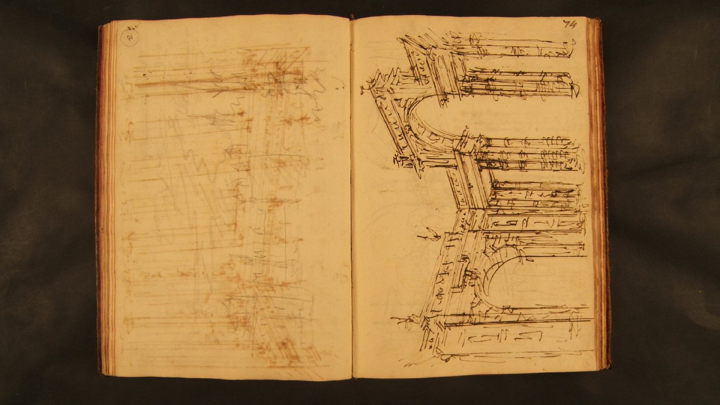 due archi (disegno, elemento d'insieme) di Galliari Fabrizio (attribuito) (sec. XVIII)