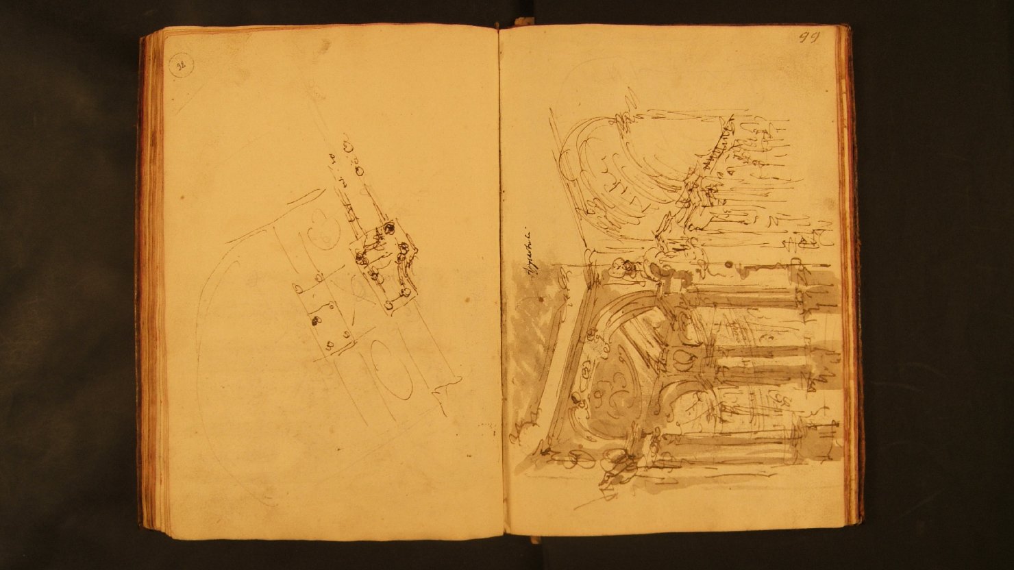 appartamenti/ due navi (disegno, elemento d'insieme) di Galliari Fabrizio (attribuito) (sec. XVIII)