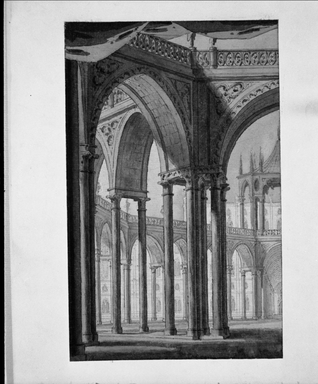 atrio esterno (disegno) di Galliari Giovanni il Giovane (attribuito) (fine/inizio secc. XVIII/ XIX)