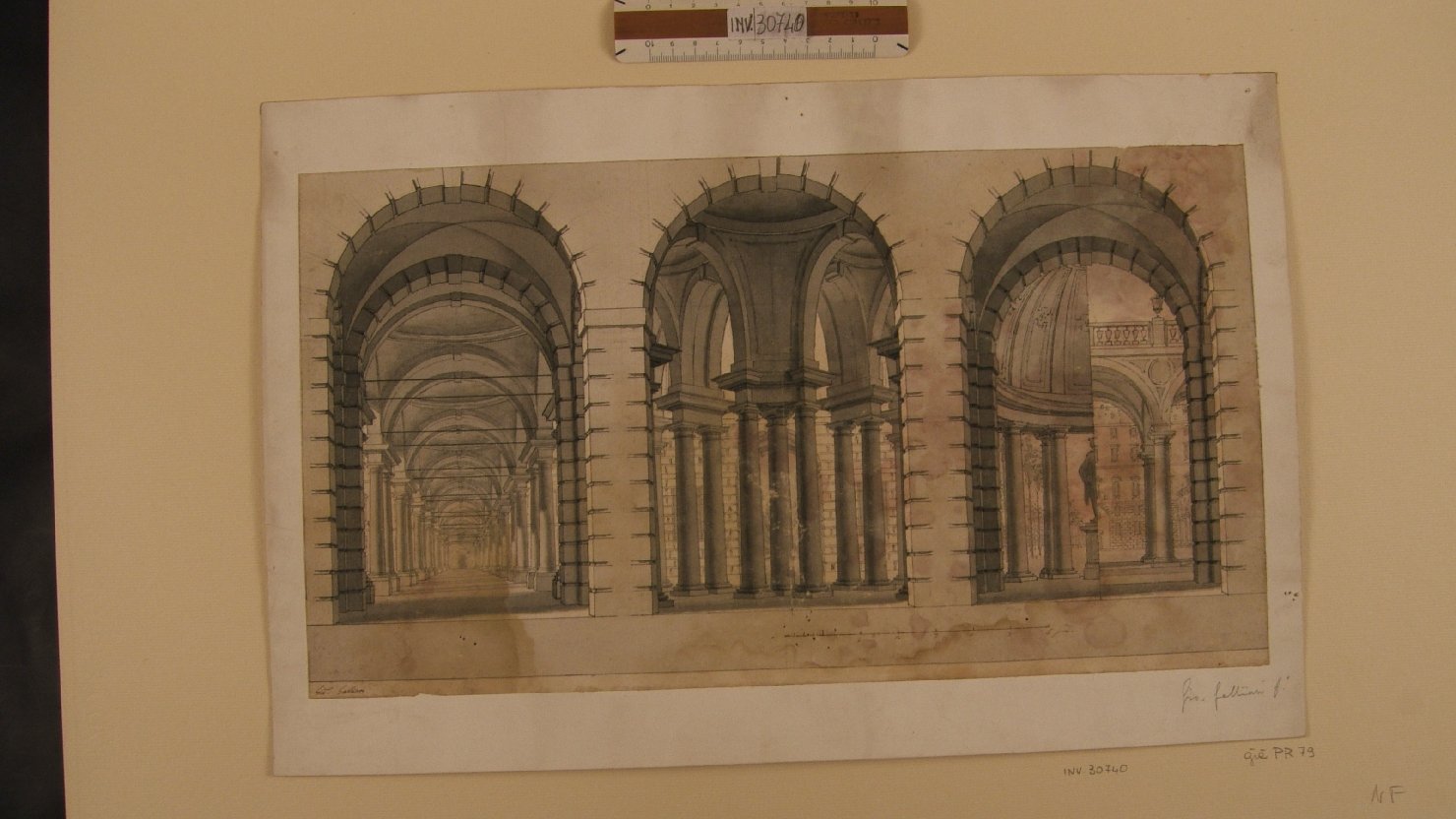 porticato (disegno) di Galliari Giovanni il Giovane (fine/inizio secc. XVIII/ XIX)