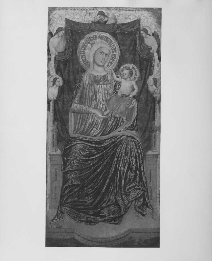 Dipinti - La Madonna con Bambino e Angeli (positivo) di Baronzio, Giovanni, Maestro della Vita di San Giovanni Battista (attr), Anonimo (XX)