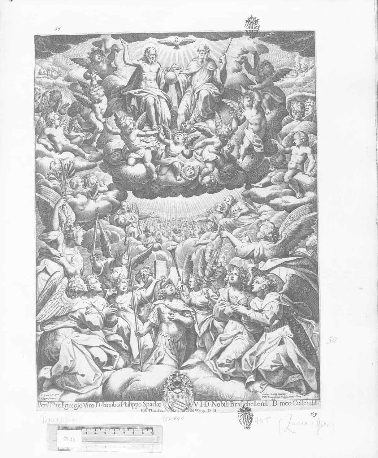 La SS. Trinità e angeli, Trinità (stampa tagliata) di Thomassin Philippe (sec. XVII)