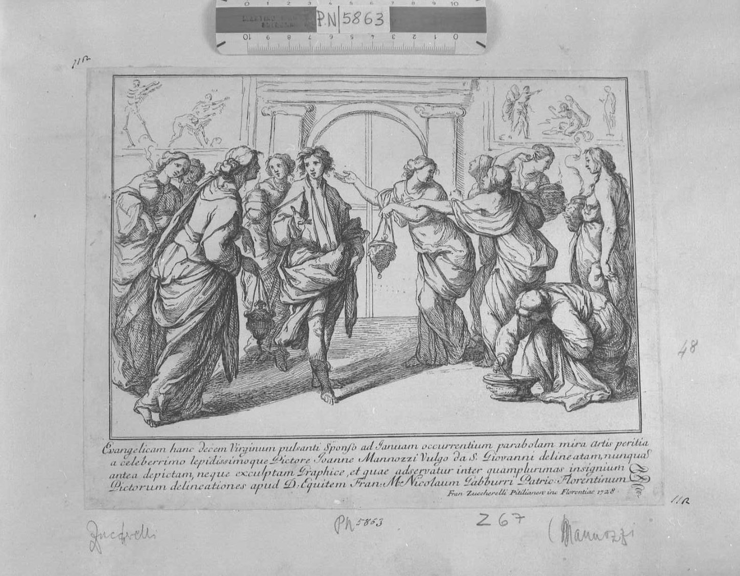 Le Vergini sagge e quelle folli, figure (stampa tagliata) di Zuccarelli Francesco (sec. XVIII)