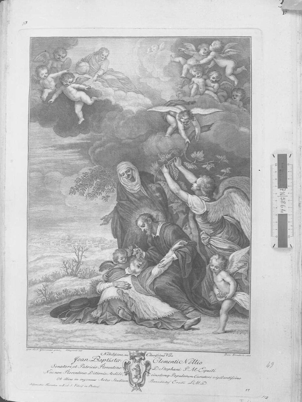 Vescovo morente assistito da Santi e angeli, Santi (stampa) di Eredi Benedetto (sec. XVIII)