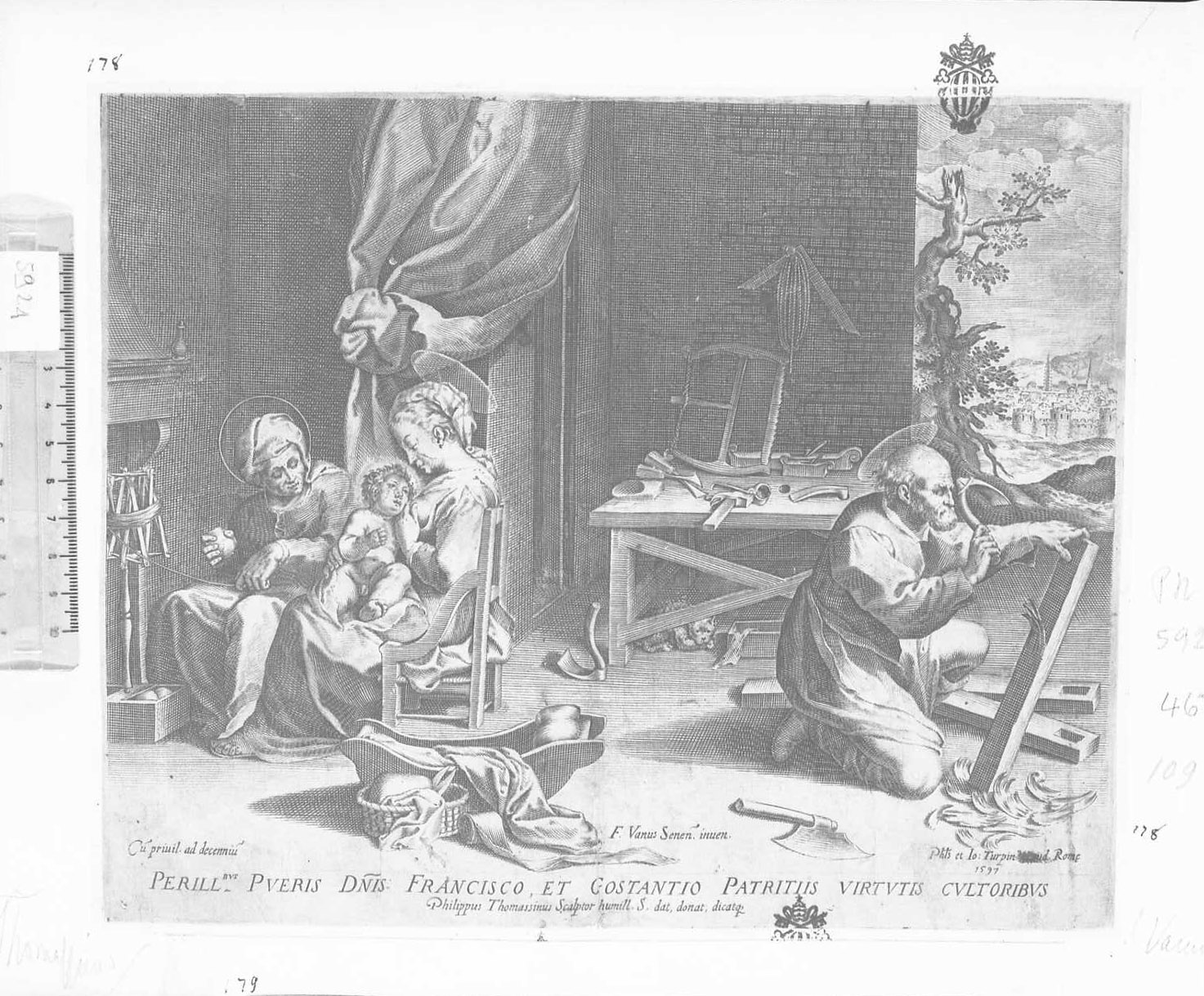 Sacra Famiglia, Sacra Famiglia (stampa tagliata) di Thomassin Philippe (sec. XVI)