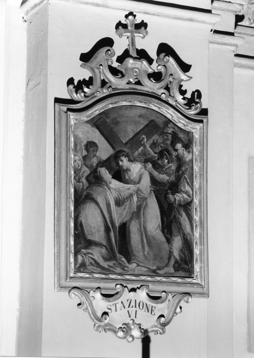 stazione VI: Gesù asciugato dalla Veronica (dipinto, elemento d'insieme) di Gandolfi Gaetano (maniera) (seconda metà sec. XVIII)