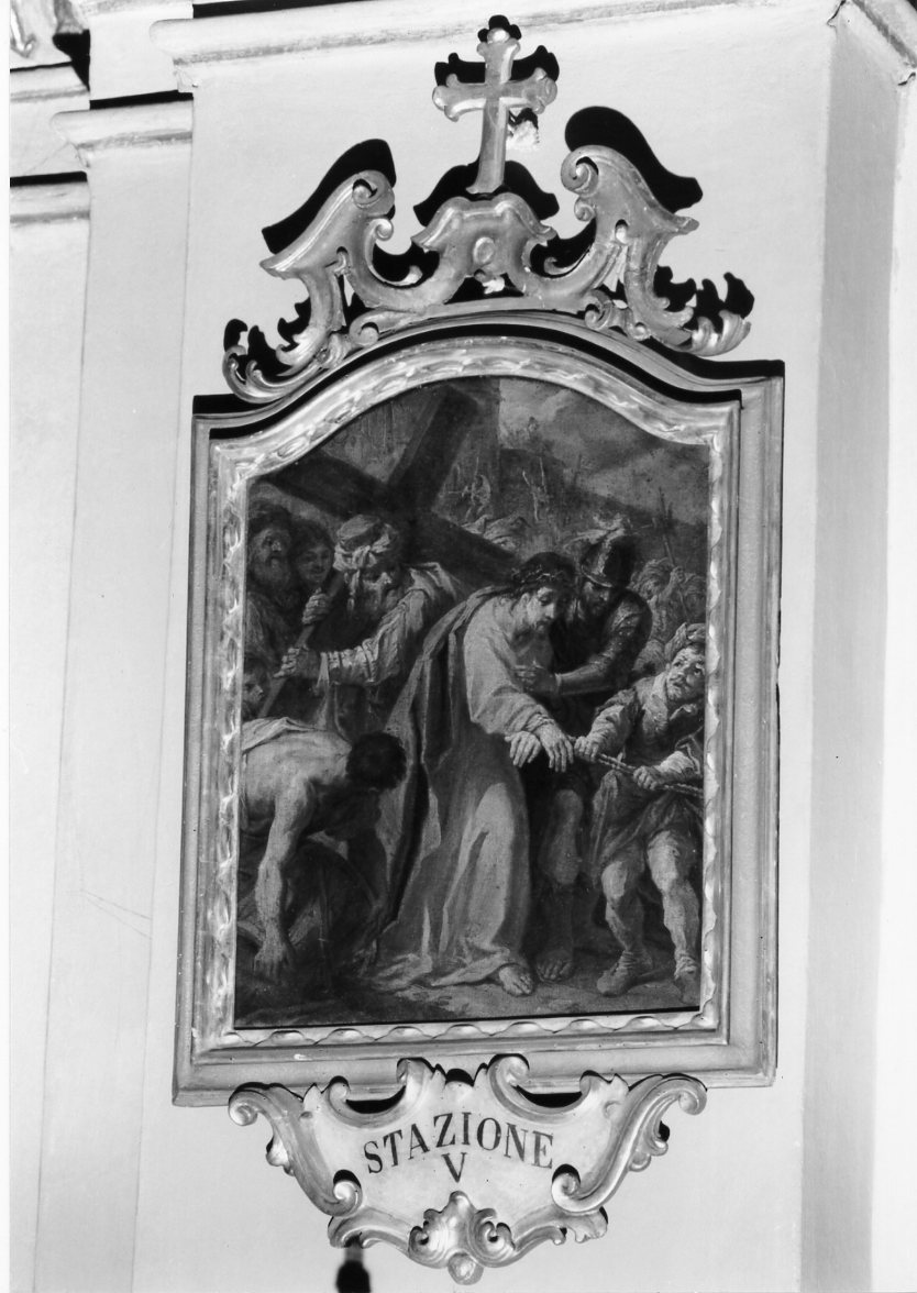 stazione V: Gesù aiutato da Simone il Cireneo a portare la croce (dipinto, elemento d'insieme) di Gandolfi Gaetano (maniera) (seconda metà sec. XVIII)
