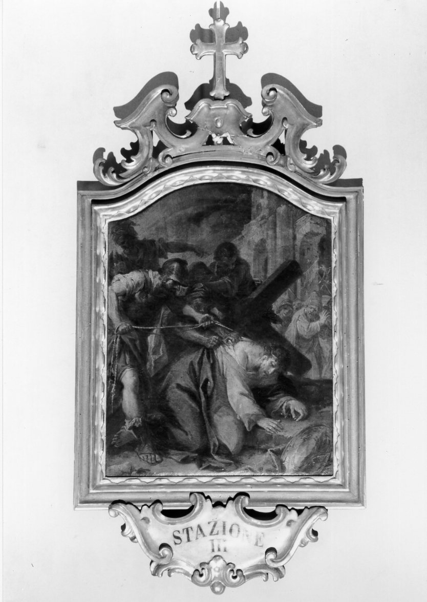 stazione III: Gesù cade sotto la croce la prima volta (dipinto, elemento d'insieme) di Gandolfi Gaetano (maniera) (seconda metà sec. XVIII)