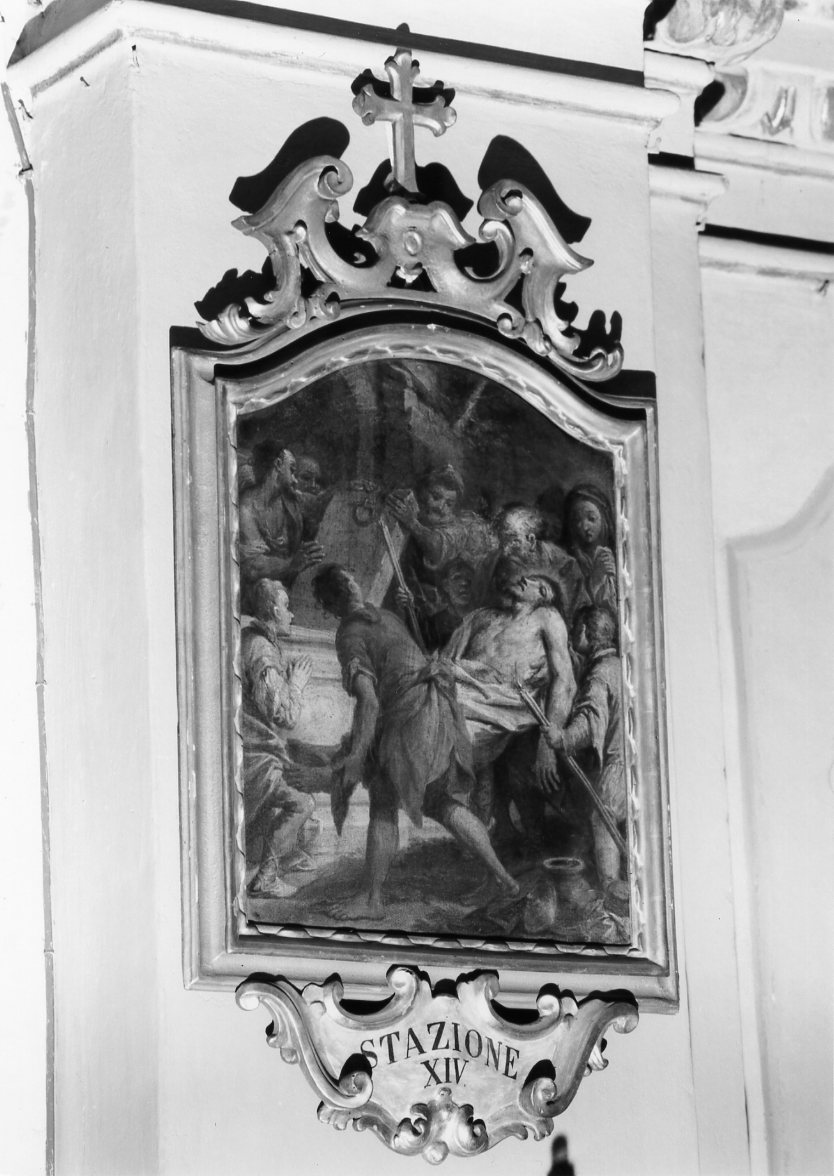 stazione XIV: Gesù deposto nel sepolcro (dipinto, elemento d'insieme) di Gandolfi Gaetano (maniera) (seconda metà sec. XVIII)