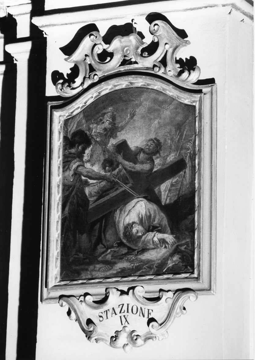 stazione IX: Gesù cade sotto la croce la terza volta (dipinto, elemento d'insieme) di Gandolfi Gaetano (maniera) (seconda metà sec. XVIII)