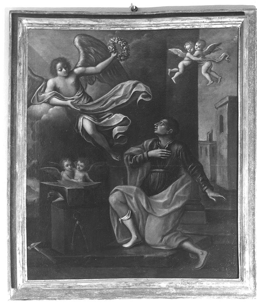 angelo e santo (dipinto) - ambito emiliano (sec. XVII)