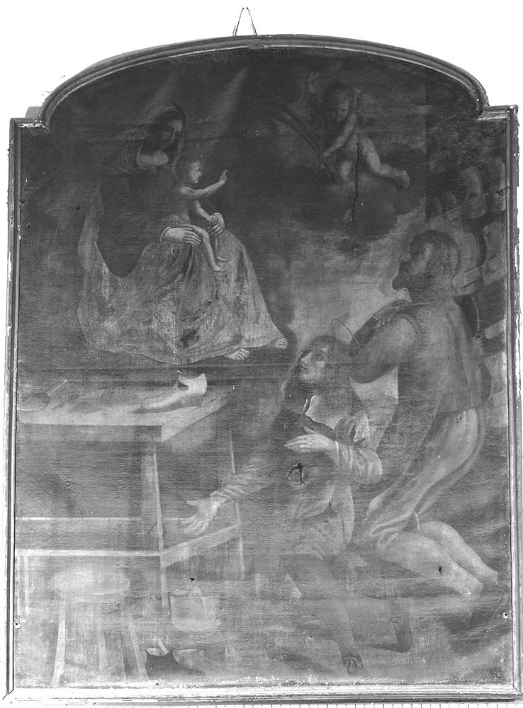 Madonna con Bambino in trono tra santi (dipinto) di Barbieri Giovanni Francesco detto Guercino (cerchia) (sec. XVII)