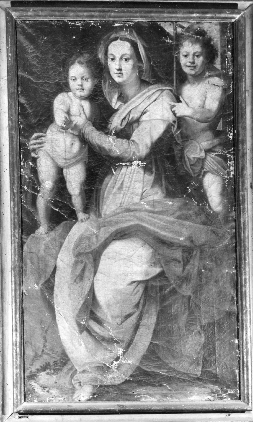 Madonna con Bambino e San Giovannino (dipinto) - ambito toscano (sec. XVI)