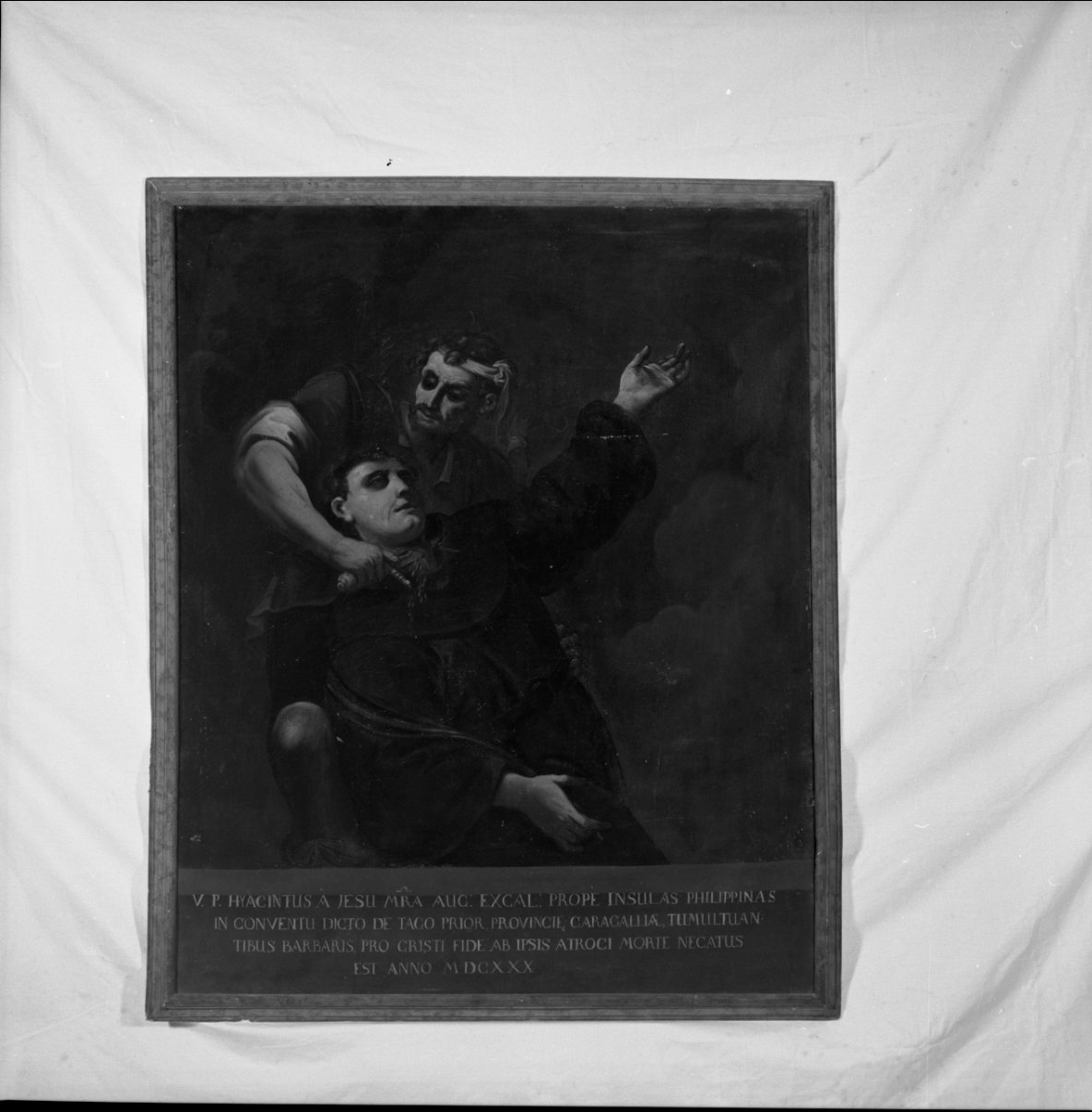 Padre Giacinto aggredito da un barbaro filippino (dipinto, elemento d'insieme) - ambito emiliano (seconda metà sec. XVII)
