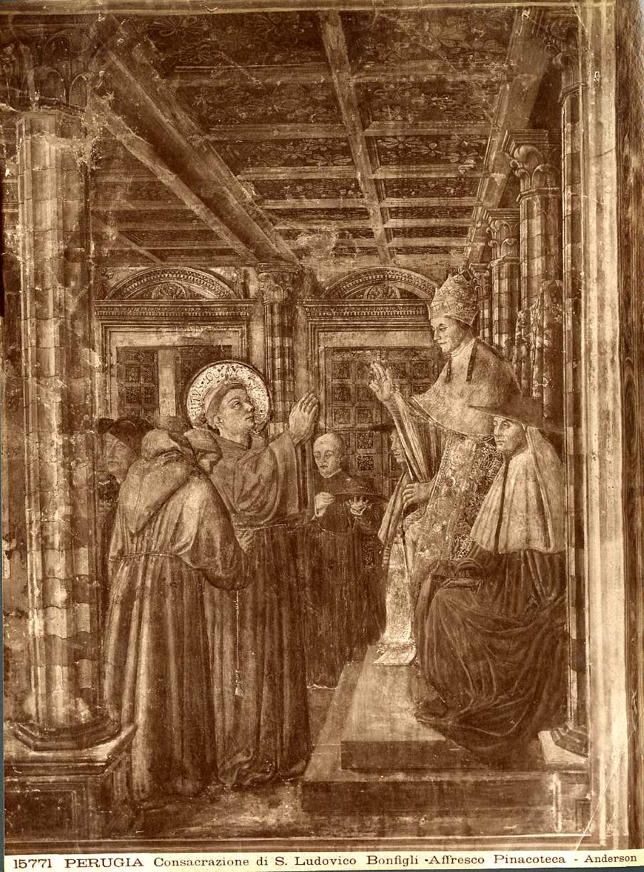 San Ludovico di Tolosa - Affresco (positivo) di Bonfigli, Benedetto, Anderson, Domenico (ditta) (XIX/ XX)